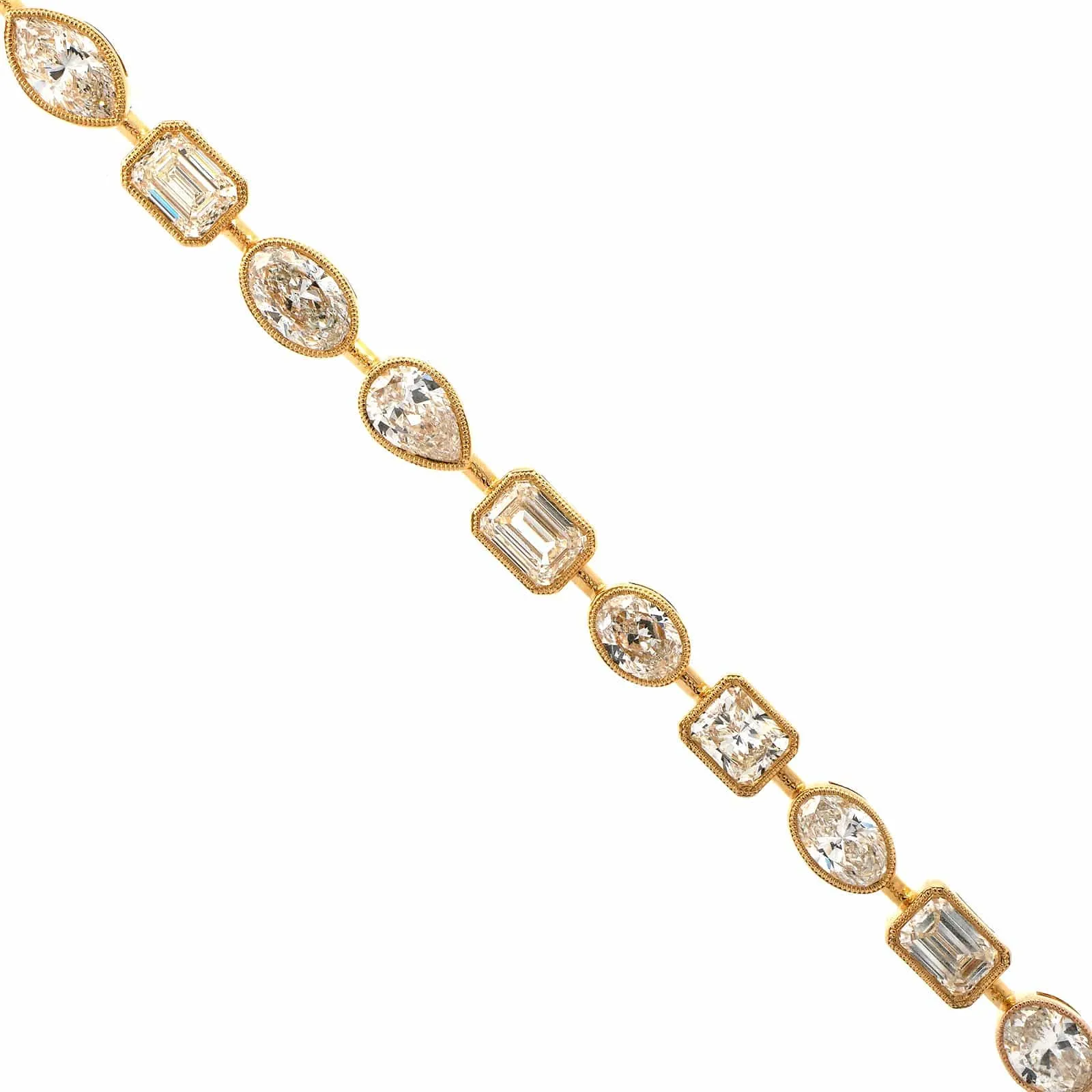 18K Yellow Gold Mixed Cut Diamond Bracelet