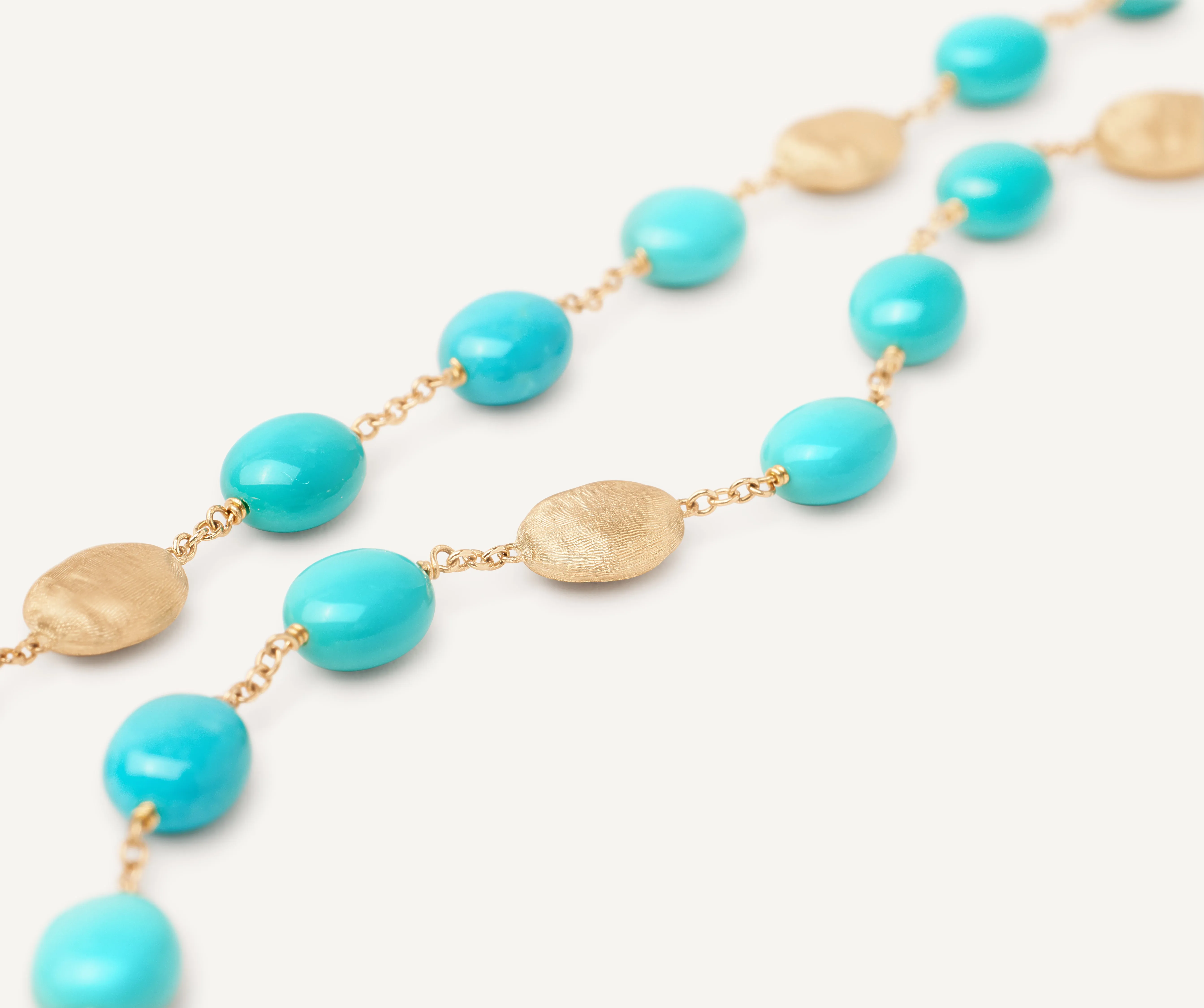 18K Yellow Gold Necklace with Turquoise, Short