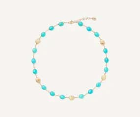 18K Yellow Gold Necklace with Turquoise, Short