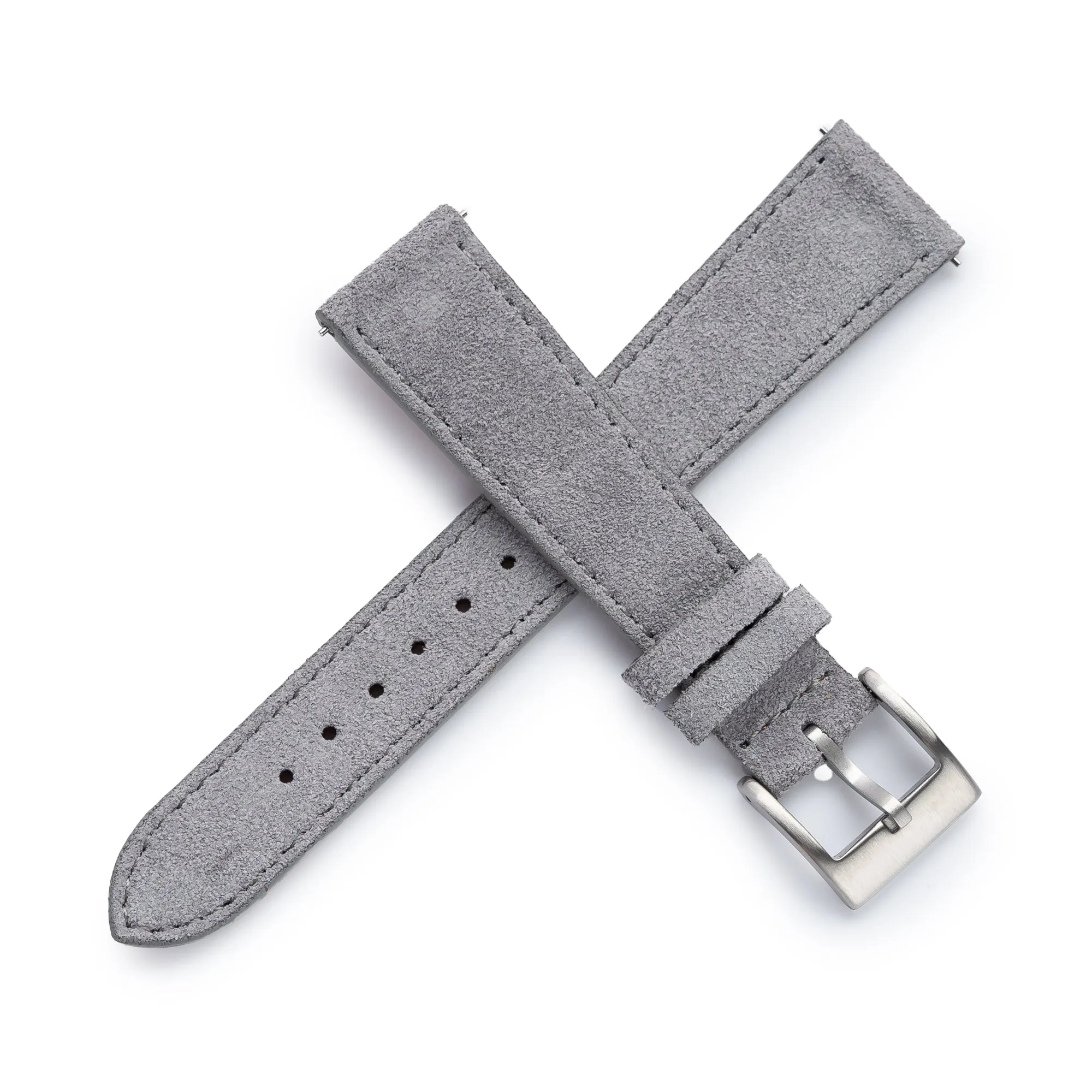 18mm 20mm 22mm Quick Release Tapered Suede Leather Watch Strap - Gray