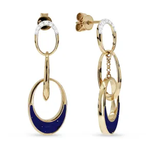 18" 1.31Ct Lapis Lazuli Drop/dangle Earrings In 14K Yellow Gold