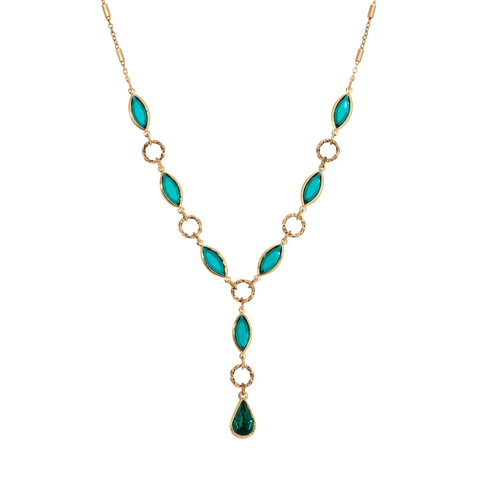 1928 Jewelry Emerald Garden Stone Y Necklace 16 3 Necklace