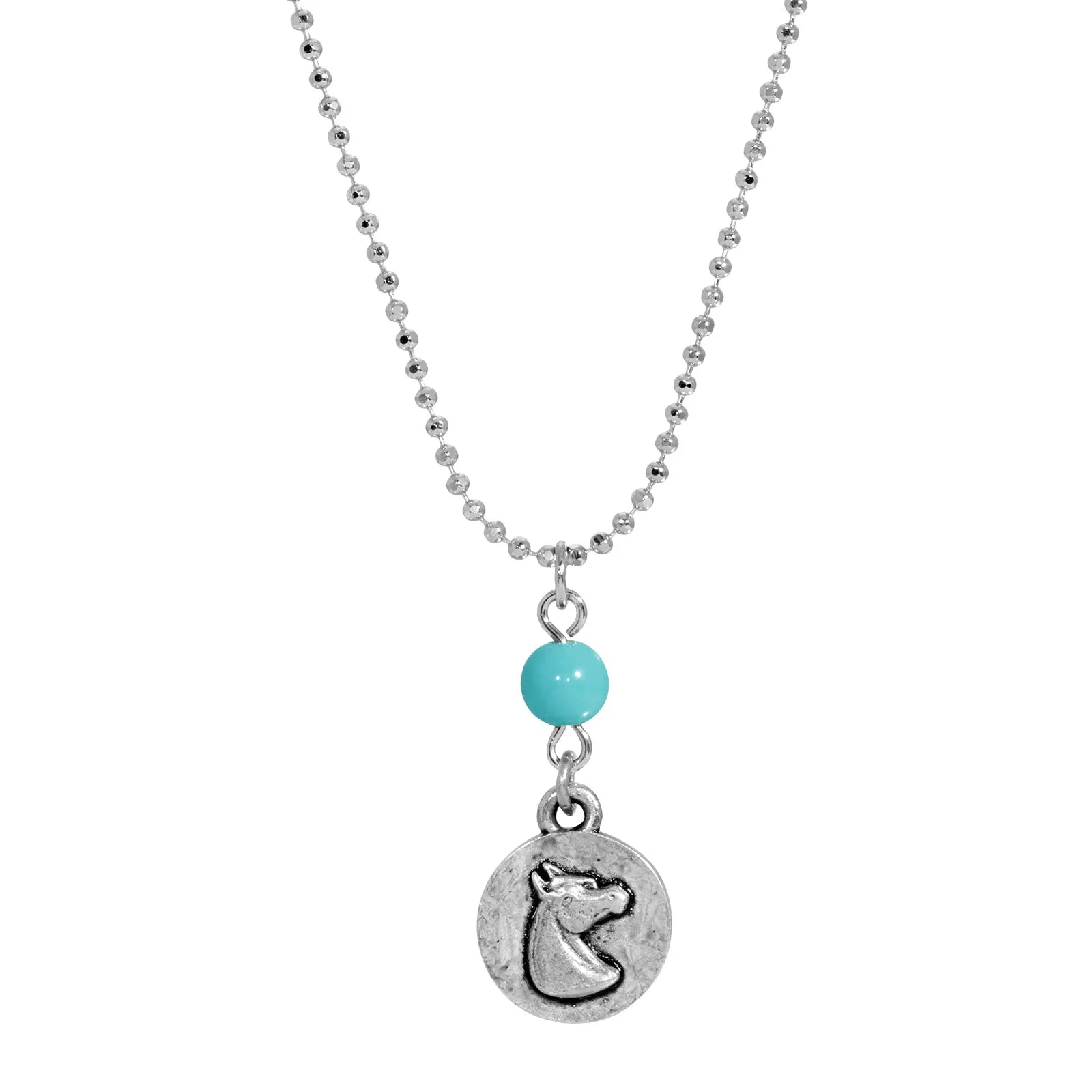 1928 Jewelry&reg; Silver Tone Turquoise Horse Head Necklace 18 Inch