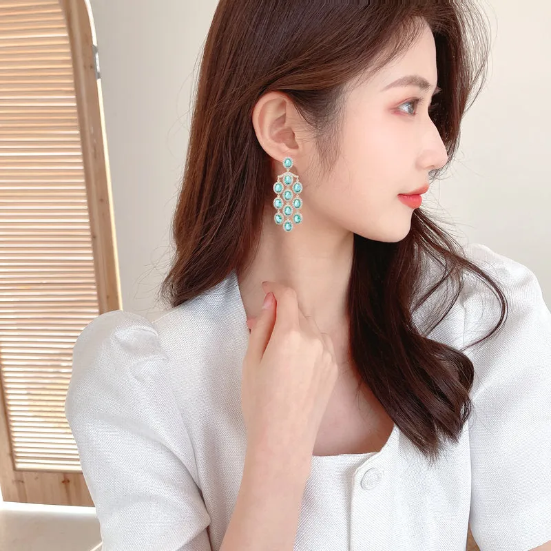 2022 new micro-set zircon earrings exaggerated long tassel earrings Women Jewelry LYX026