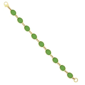 2028 Jewelry Oval Green Cabochon Stones Clasp Bracelet