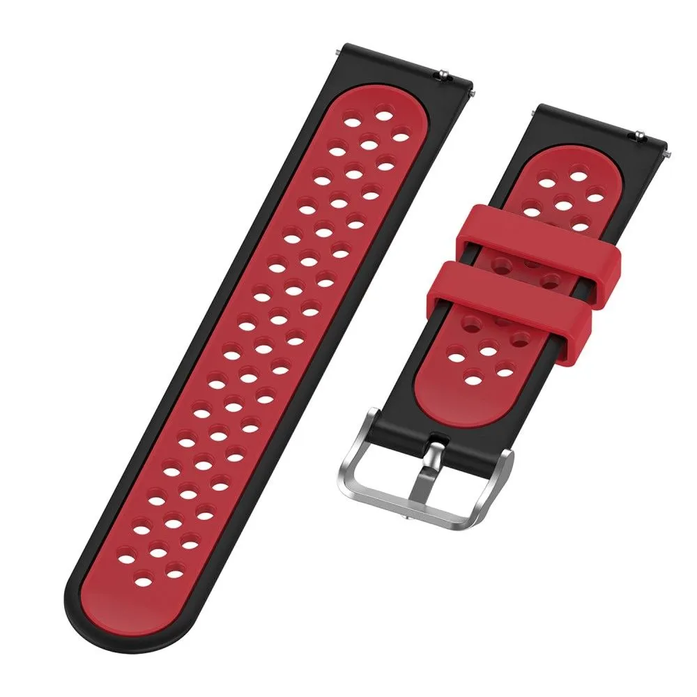 20mm Universal dual color silicone watch strap - Black / Red