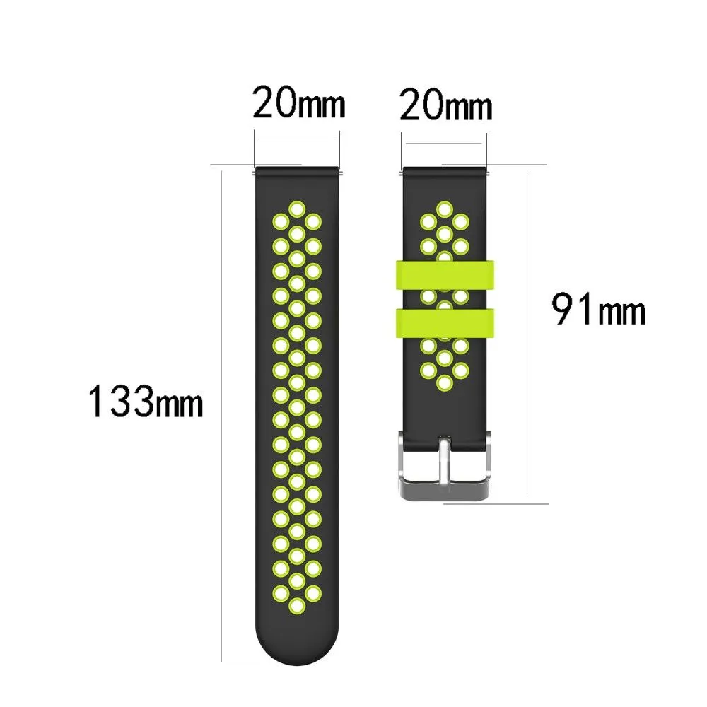 20mm Universal dual color silicone watch strap - Black / Red