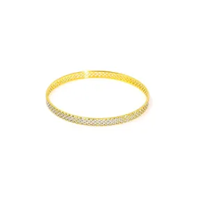 22K White Gold Bangle W/ Fully Spanned Pattern of Small Circle Cutout