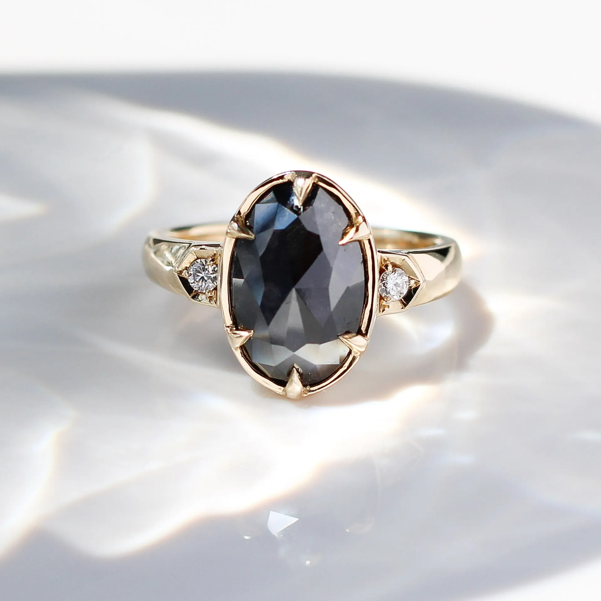 2.81ct Gaia Oval Black Diamond Ring