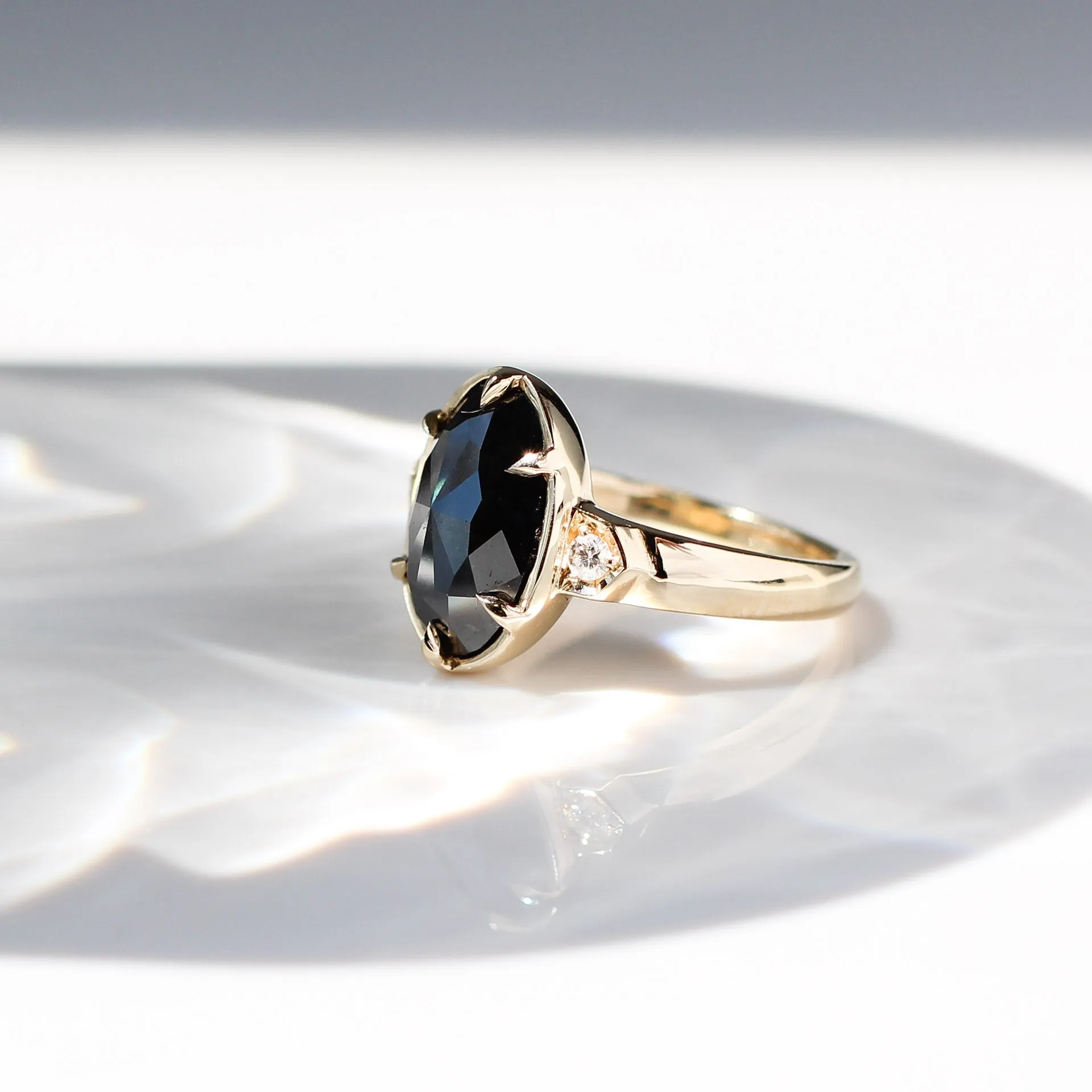 2.81ct Gaia Oval Black Diamond Ring