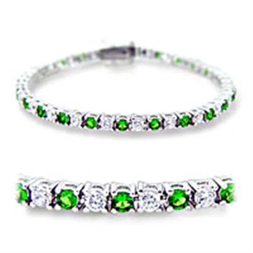 46906 - Brass Bracelet Rhodium Women Synthetic Emerald