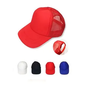 5-panel Mesh Knit Baseball Cap with plastic strap