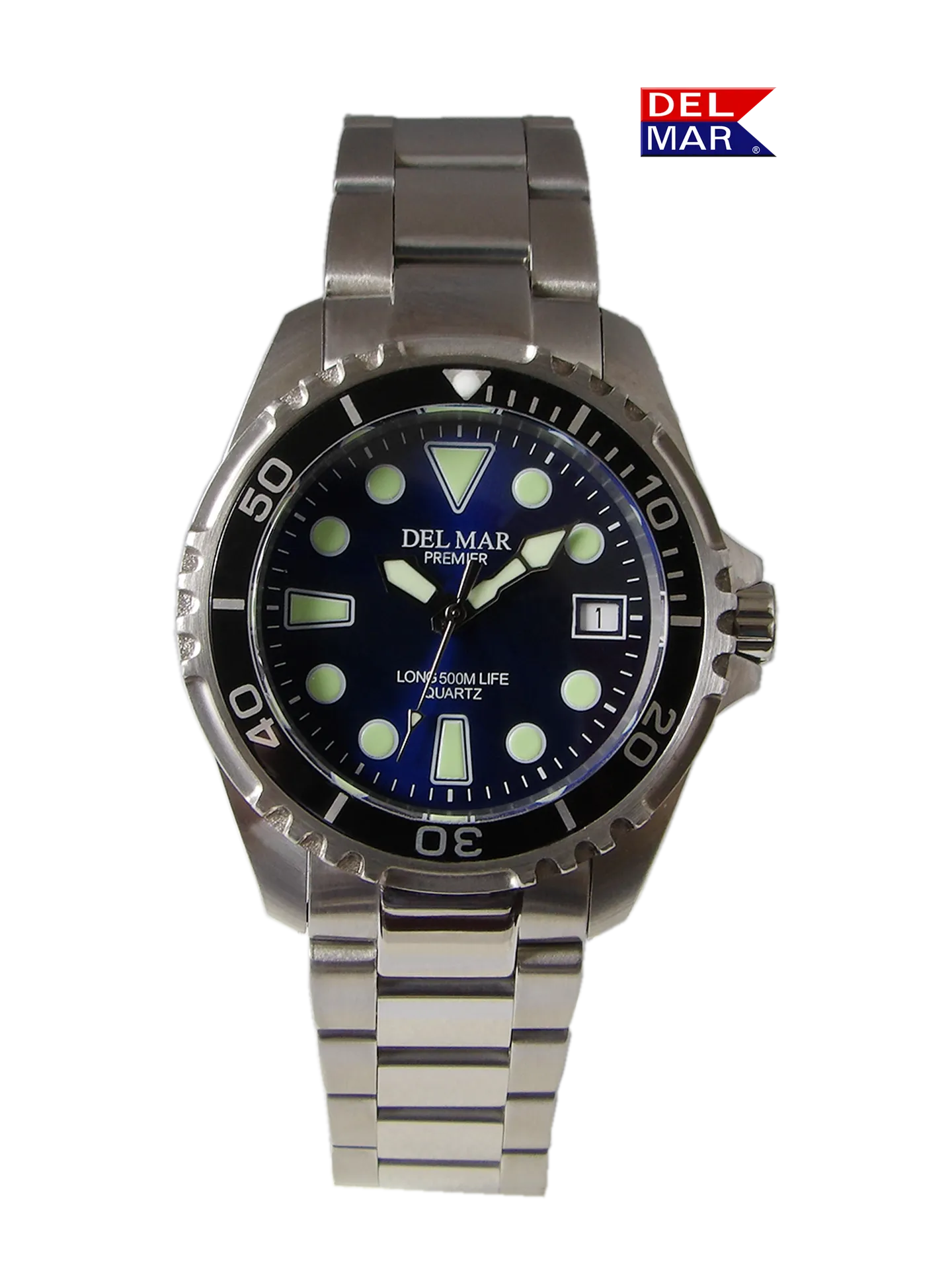 500 Meter Men's Premier Pro Dive Watch, Blue Dial, SS Bracelet - #50422