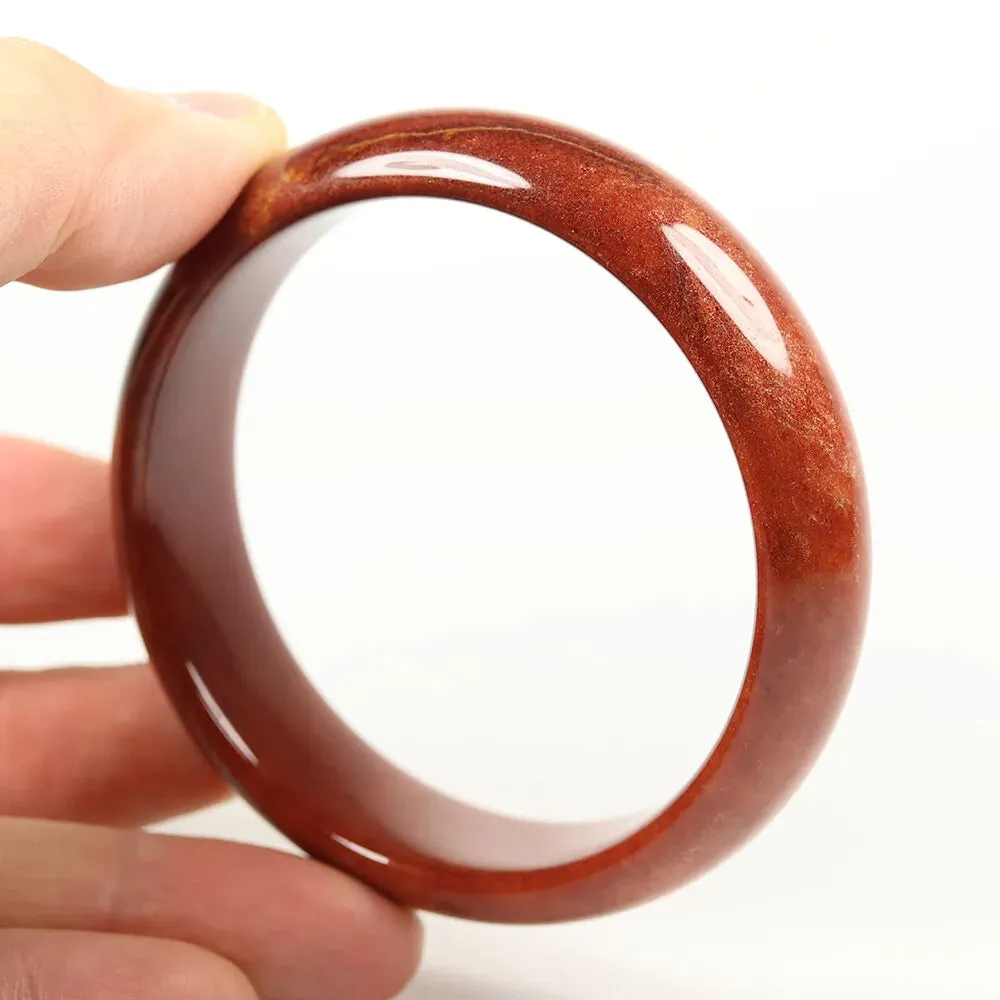 58mm Certified Grade A 100% Natural Red Brown Jade Bangle Bracelet Women