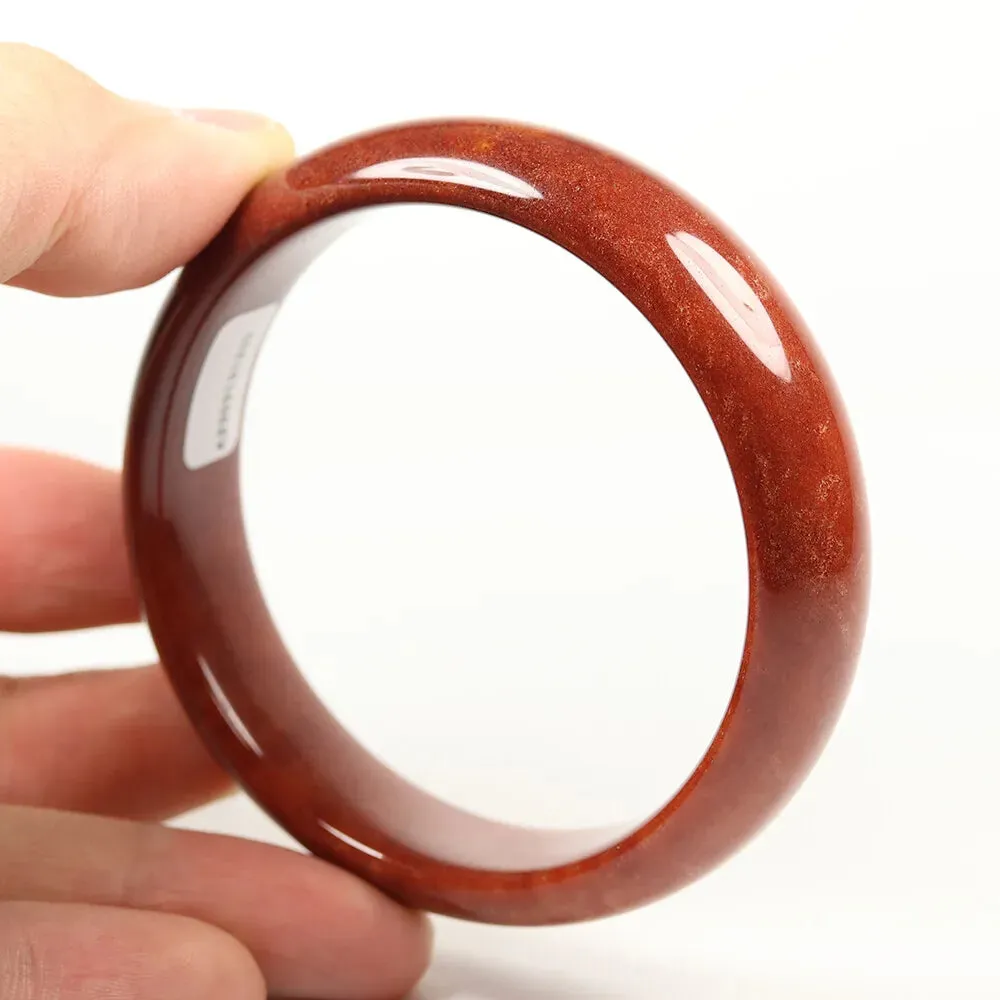 58mm Certified Grade A 100% Natural Red Brown Jade Bangle Bracelet Women