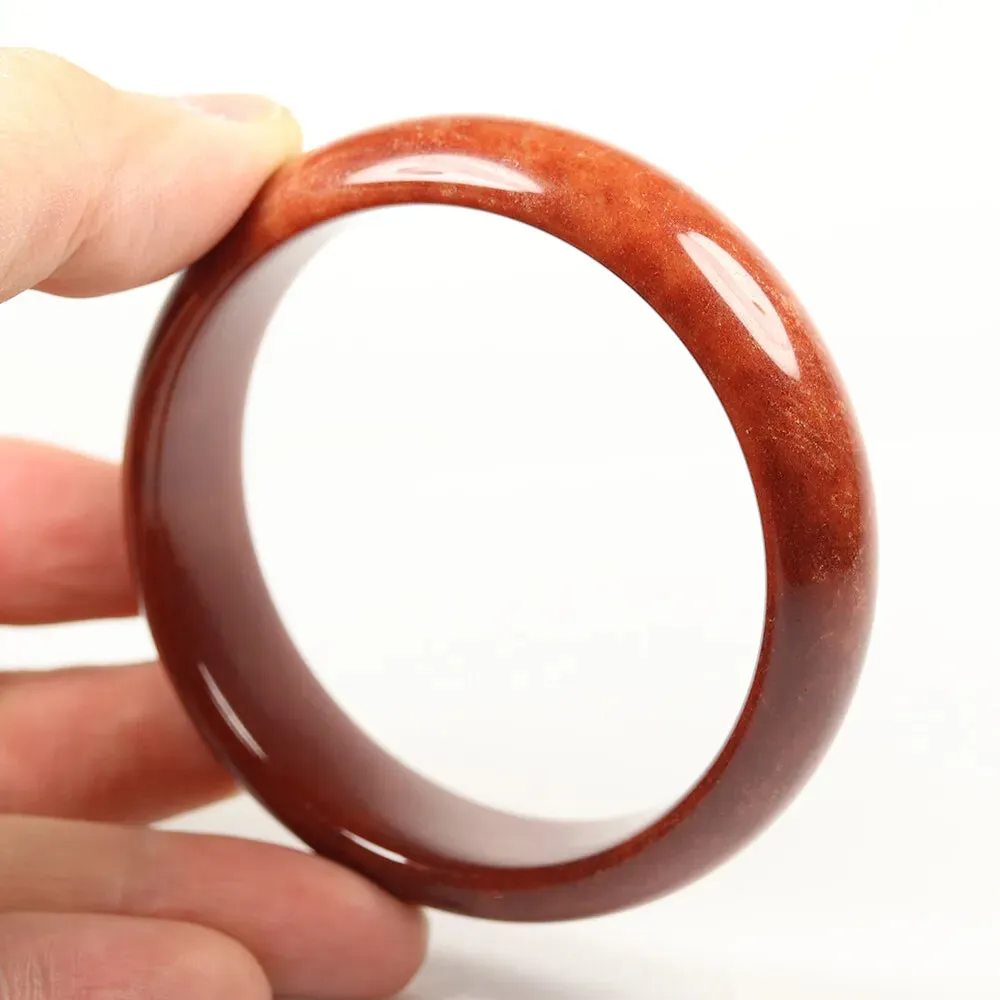 58mm Certified Grade A 100% Natural Red Brown Jade Bangle Bracelet Women