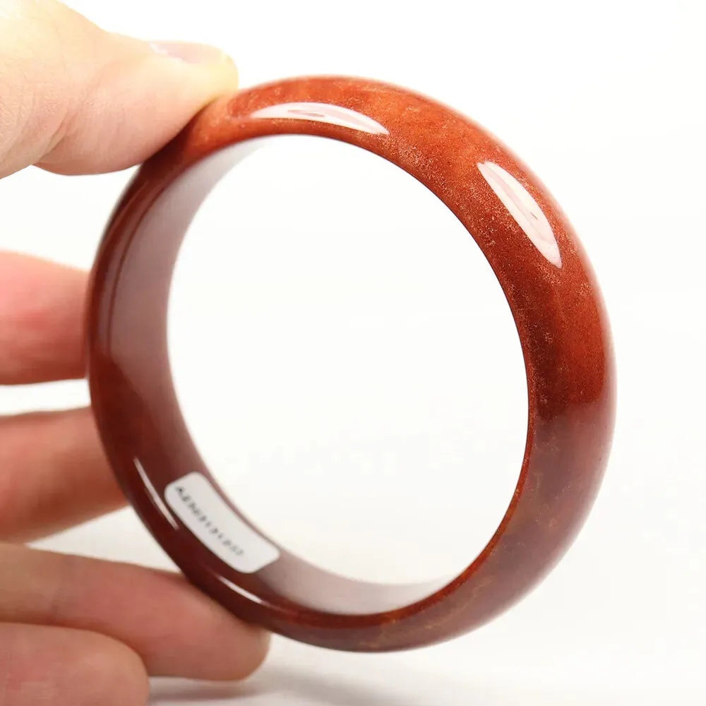 58mm Certified Grade A 100% Natural Red Brown Jade Bangle Bracelet Women