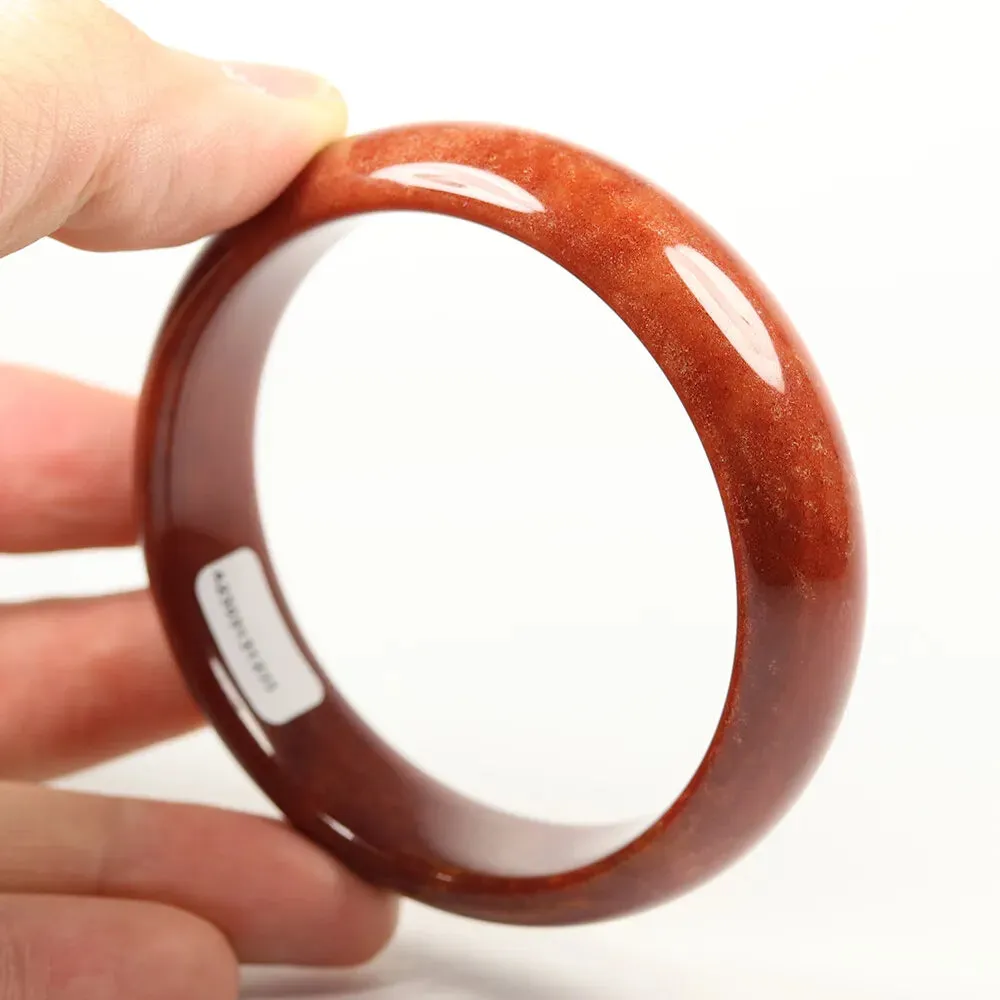 58mm Certified Grade A 100% Natural Red Brown Jade Bangle Bracelet Women