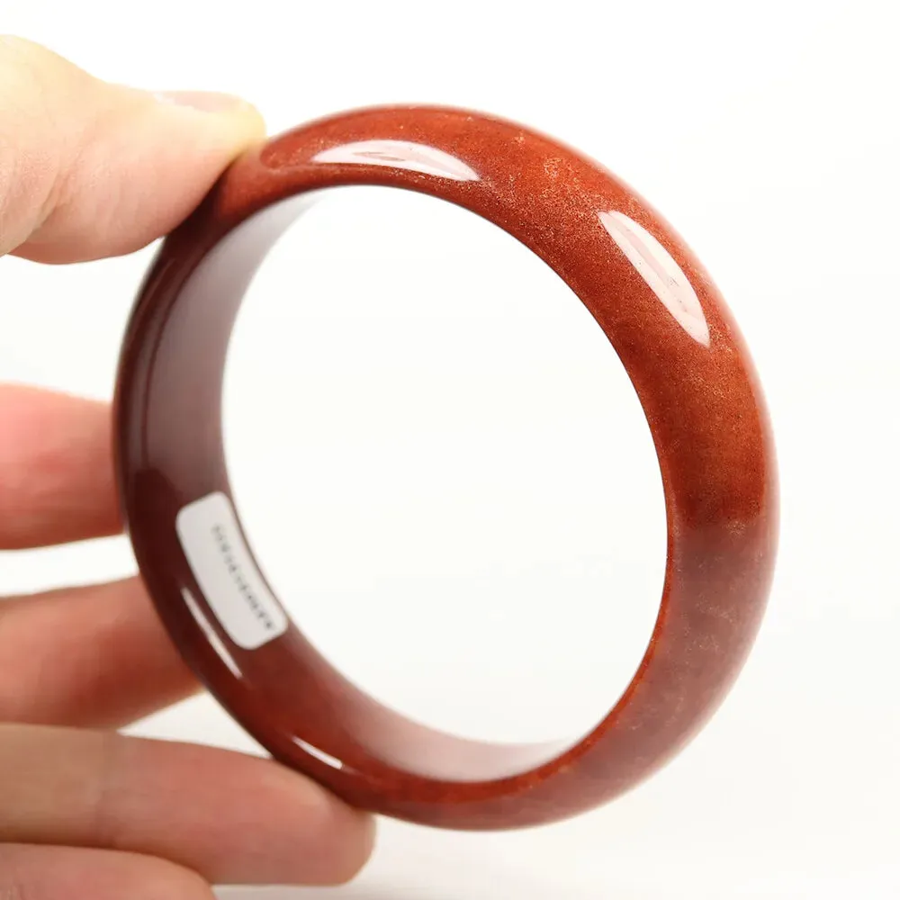 58mm Certified Grade A 100% Natural Red Brown Jade Bangle Bracelet Women