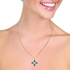 6.3 Carat 14K Solid Rose Gold Snowflake Pearl Sapphire Necklace