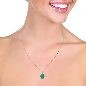 6.5 Carat 14K Solid White Gold Necklace Natural Oval Emerald