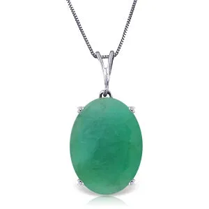 6.5 Carat 14K Solid White Gold Necklace Natural Oval Emerald