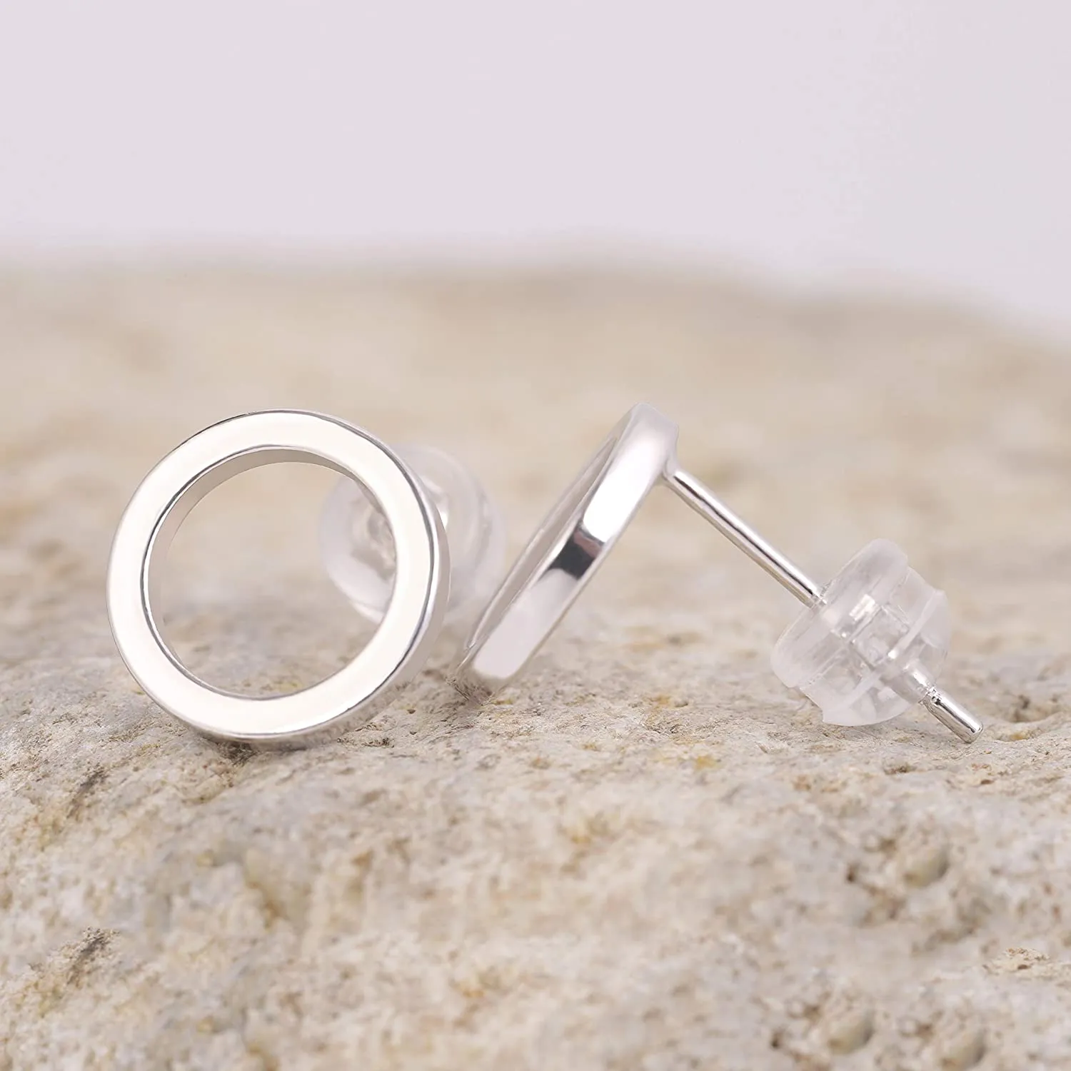 925 Sterling Silver Circle Stud Earrings