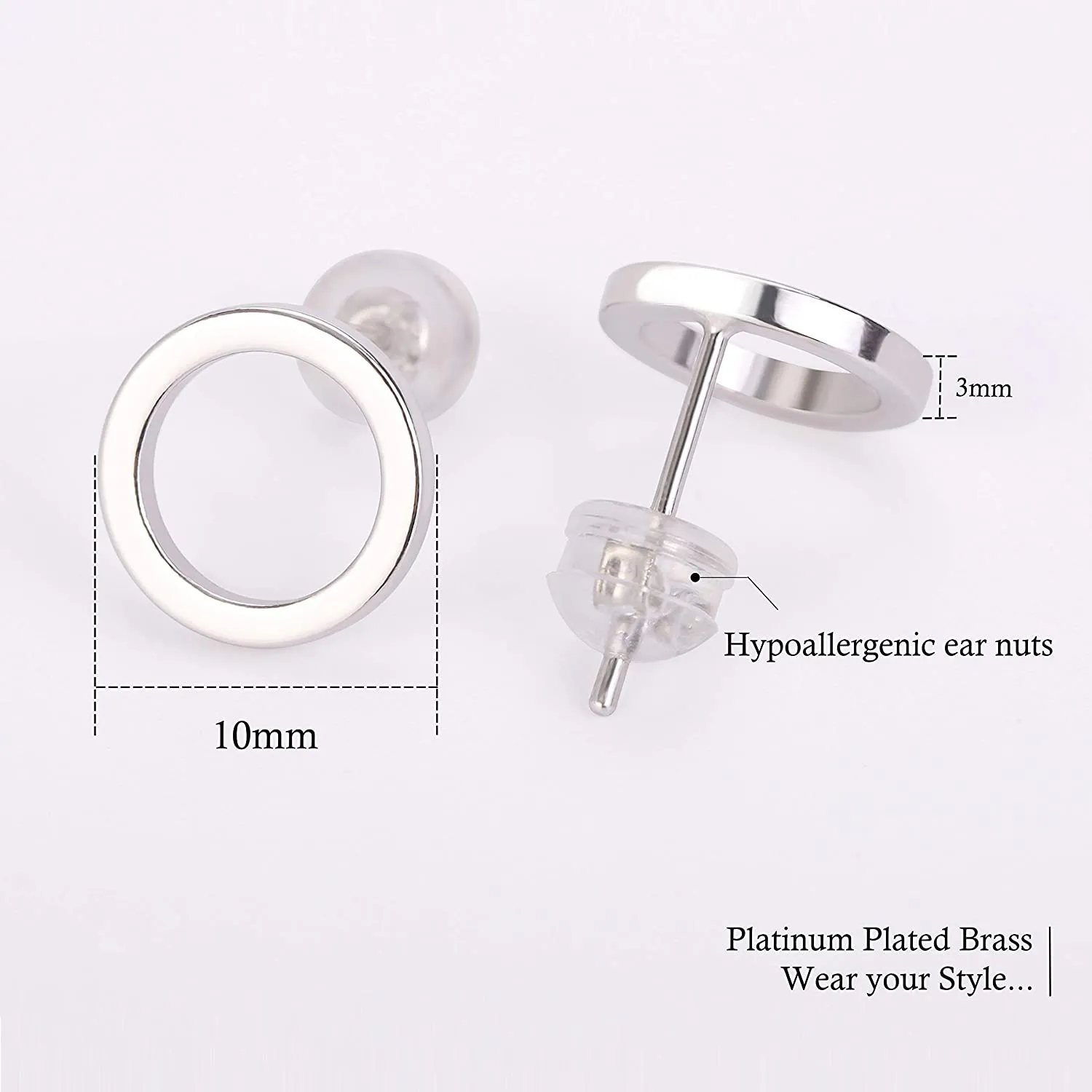 925 Sterling Silver Circle Stud Earrings