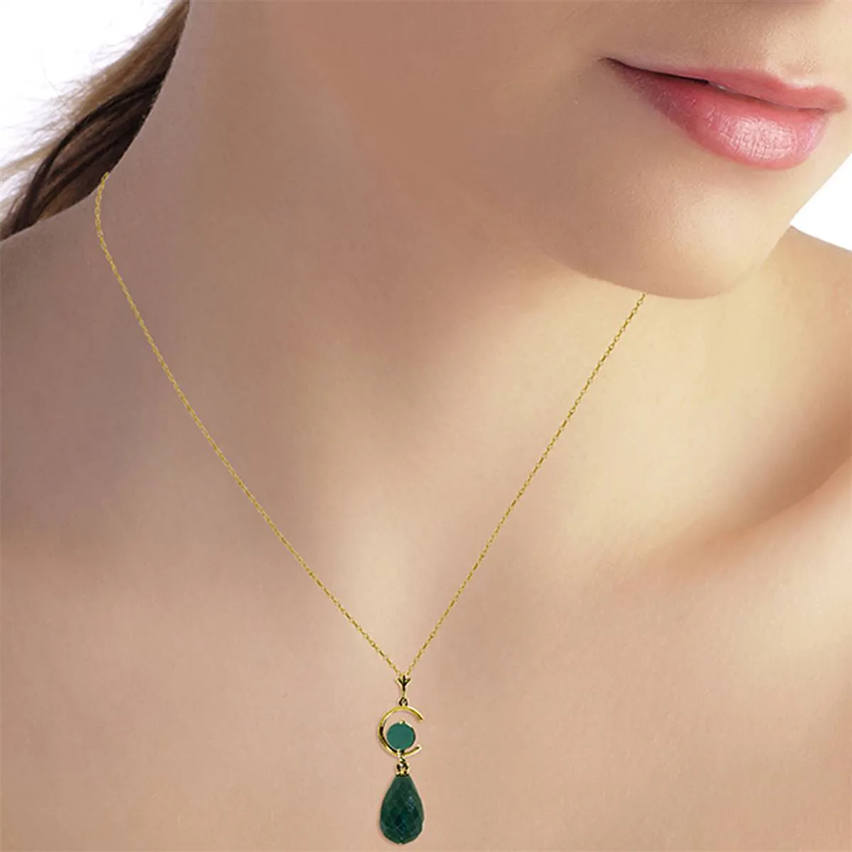 9.3 Carat 14K Solid Yellow Gold Born A Woman Emerald Necklace