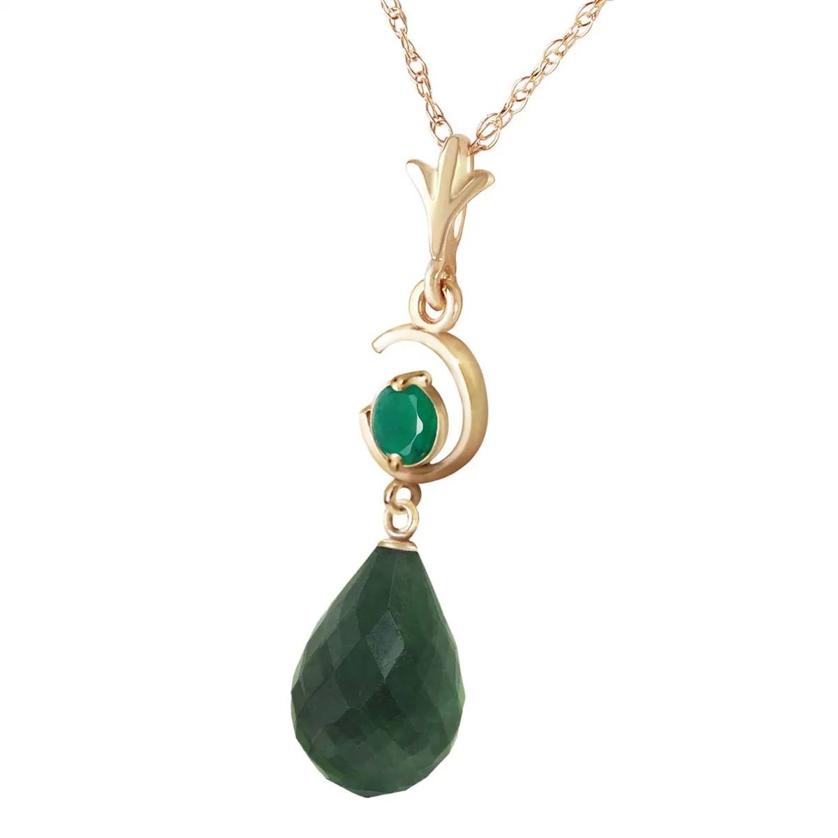 9.3 Carat 14K Solid Yellow Gold Born A Woman Emerald Necklace