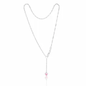 9ct White Gold Singapore with Pink Cubic Zirconia Heart Charm 27cm Anklet