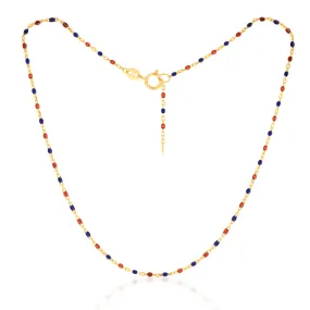 9ct Yellow Gold Fancy Red And Blue Bead Anklet