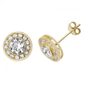 9ct Yellow Gold Round Zirconia Stud Earrings ES518