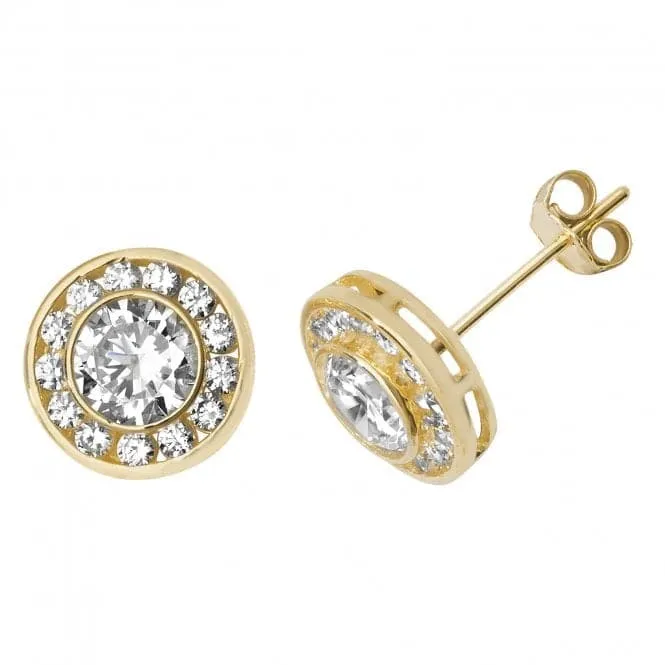 9ct Yellow Gold Round Zirconia Stud Earrings ES518