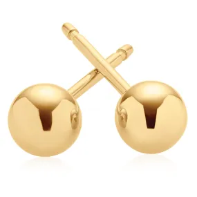 9ct Yellow Gold Silver Filled 4mm Ball Stud Earrings