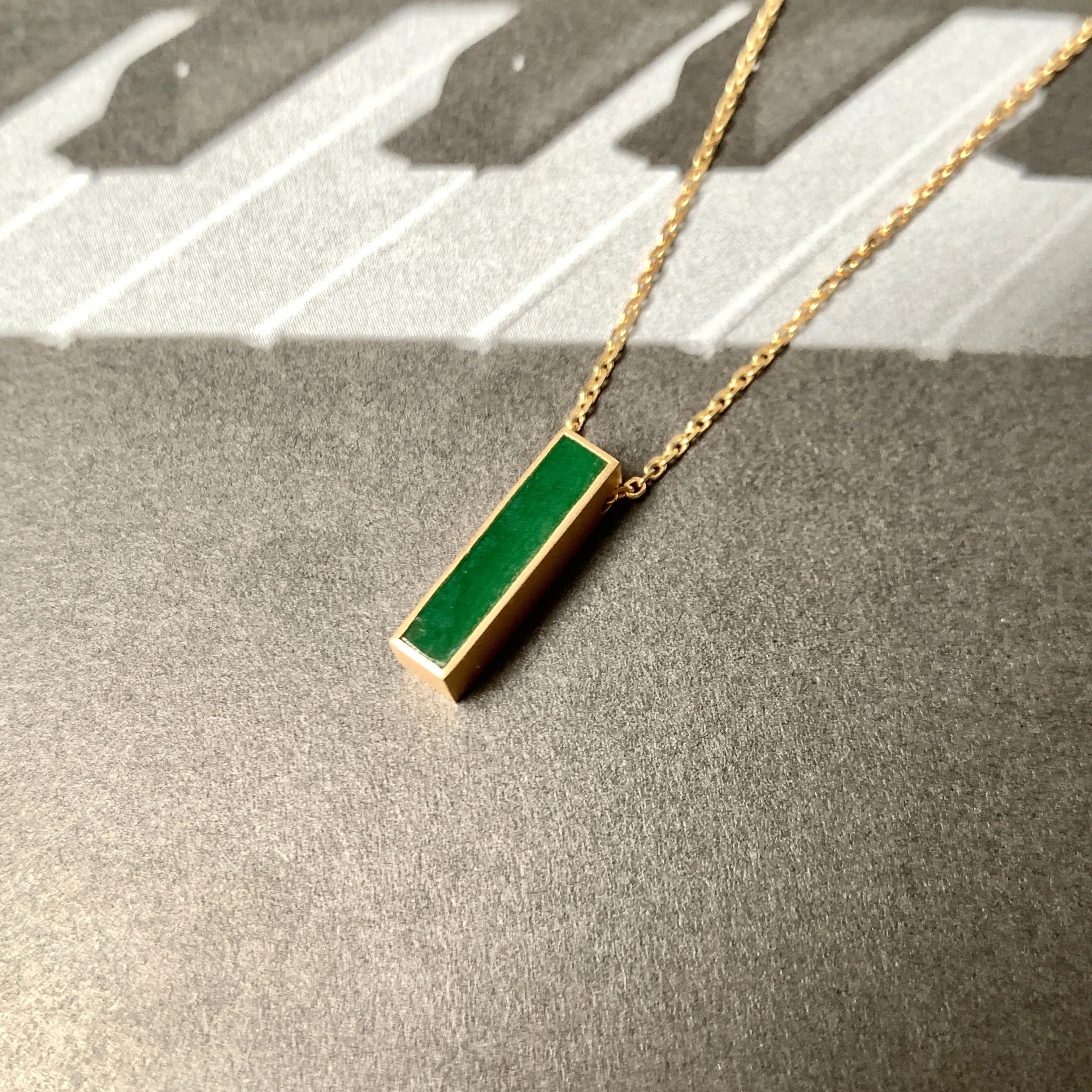 A-Grade Imperial Green Jadeite V Bar Pendant No. 172450