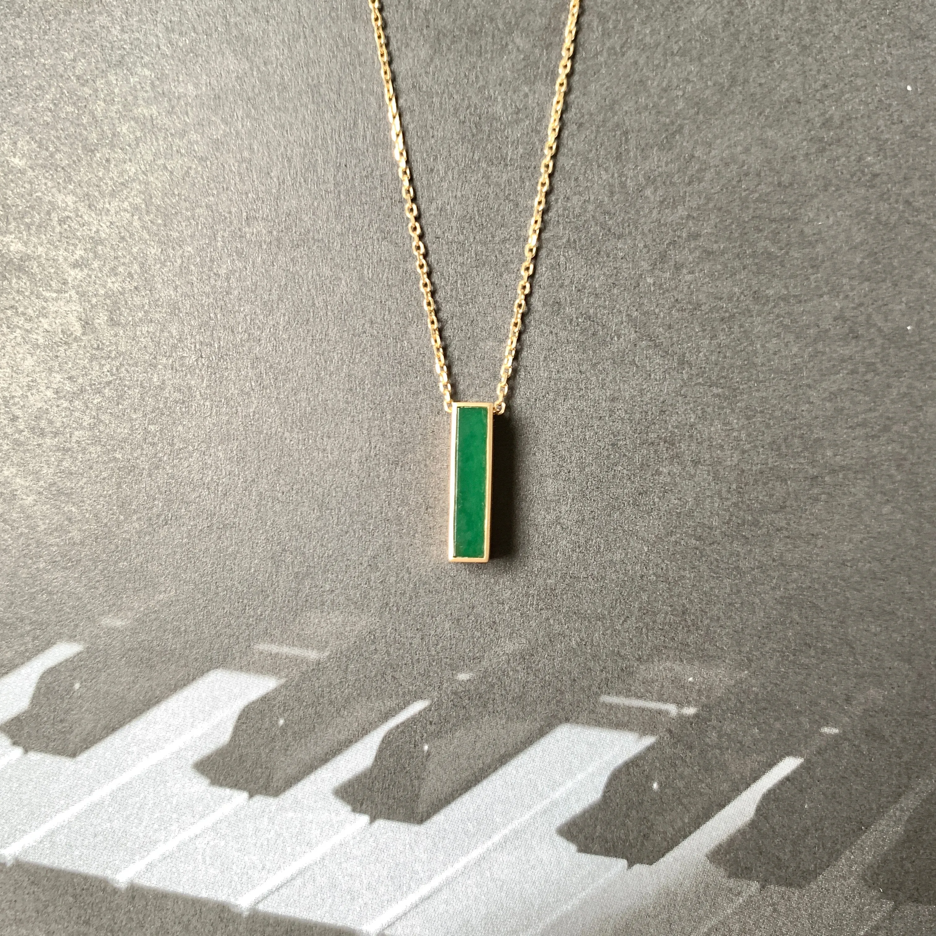 A-Grade Imperial Green Jadeite V Bar Pendant No. 172450