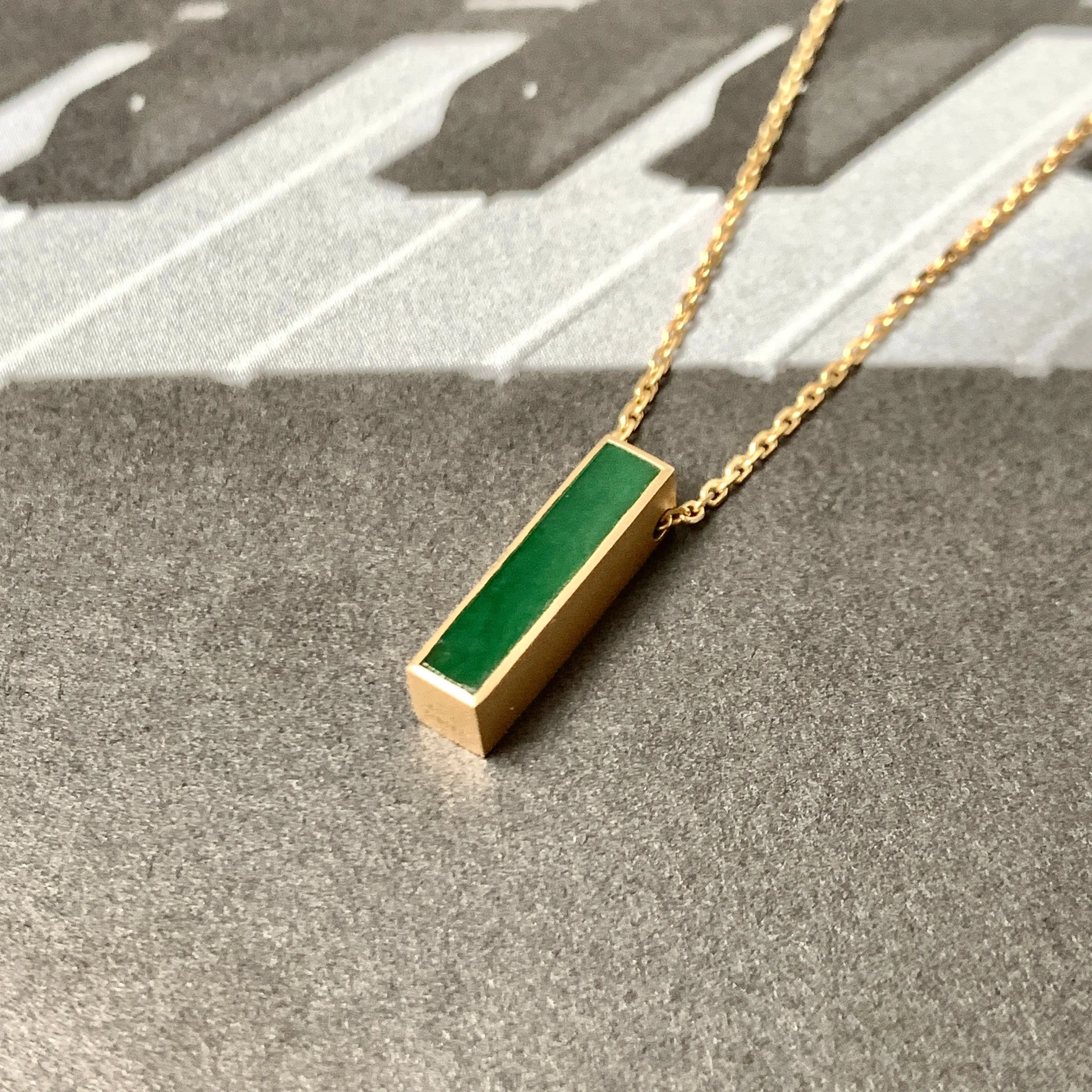 A-Grade Imperial Green Jadeite V Bar Pendant No. 172450