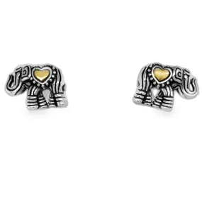 A849 Elephant Gold Heart Post  Earrings