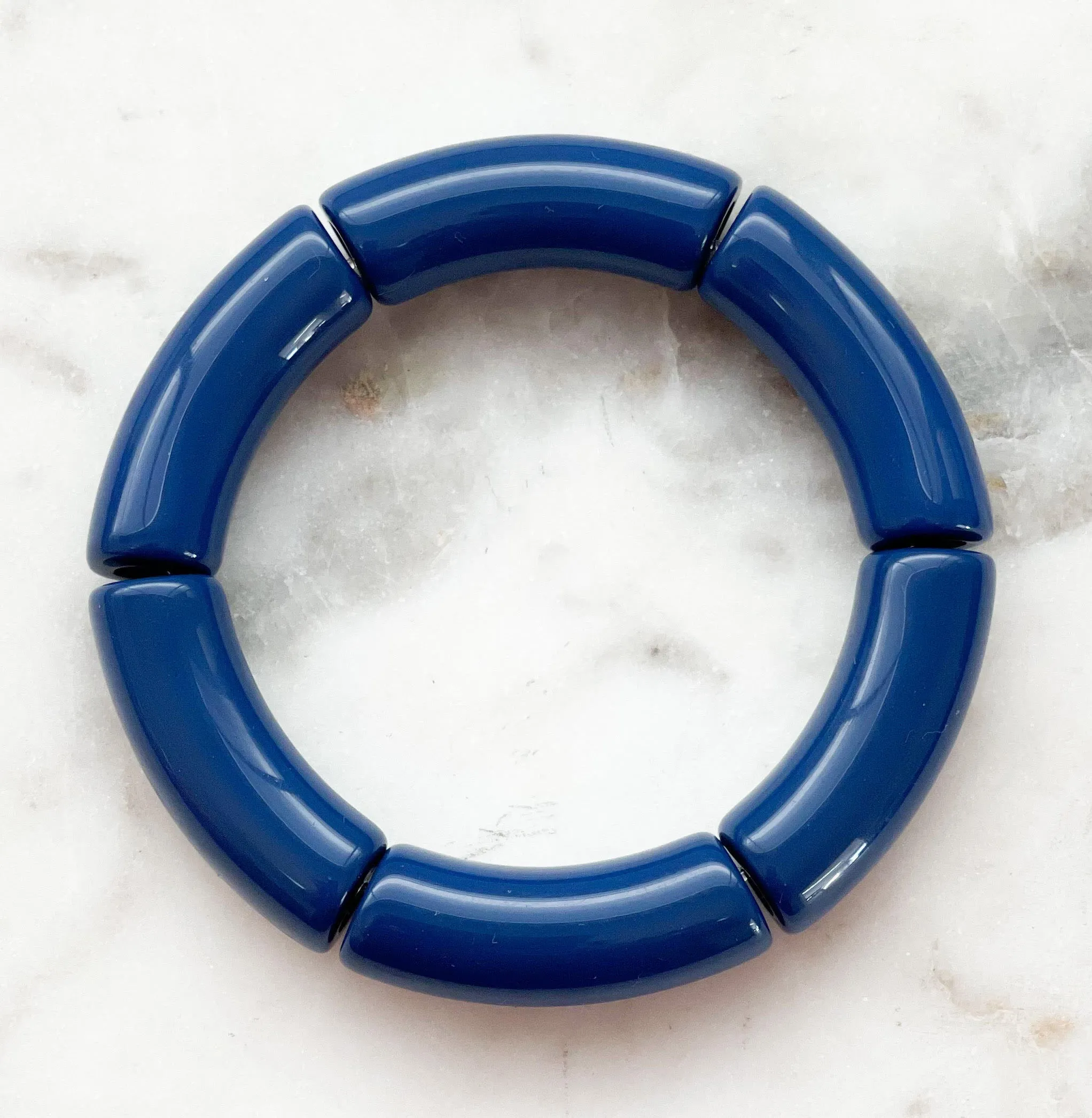 Acrylic Bamboo Bangle Bracelet "Navy"