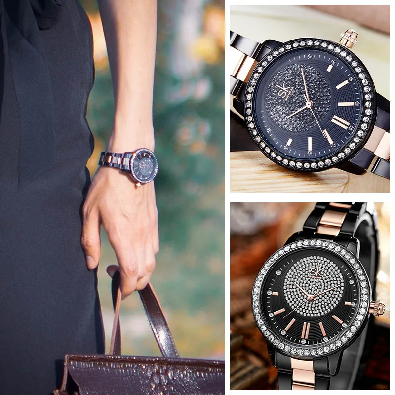 Affordable Luxury Fashion Diamond-Embedded Waterproof Steel Strap Women's Watch European and American Style Women's Watch