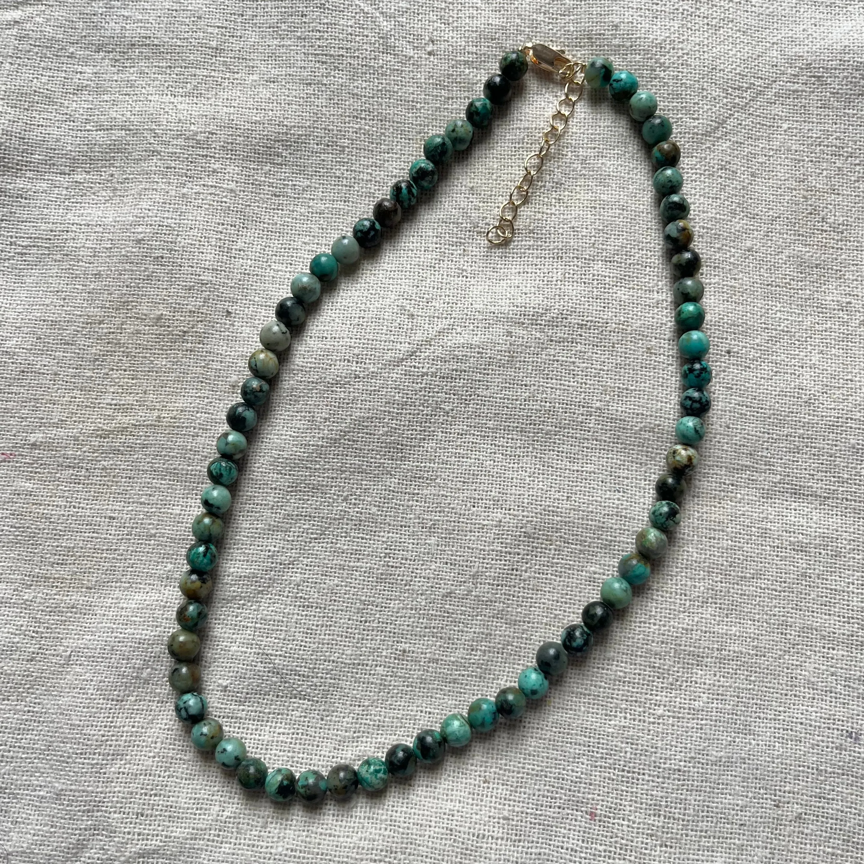 African Turquoise 6mm Beaded Necklace - Prosperity