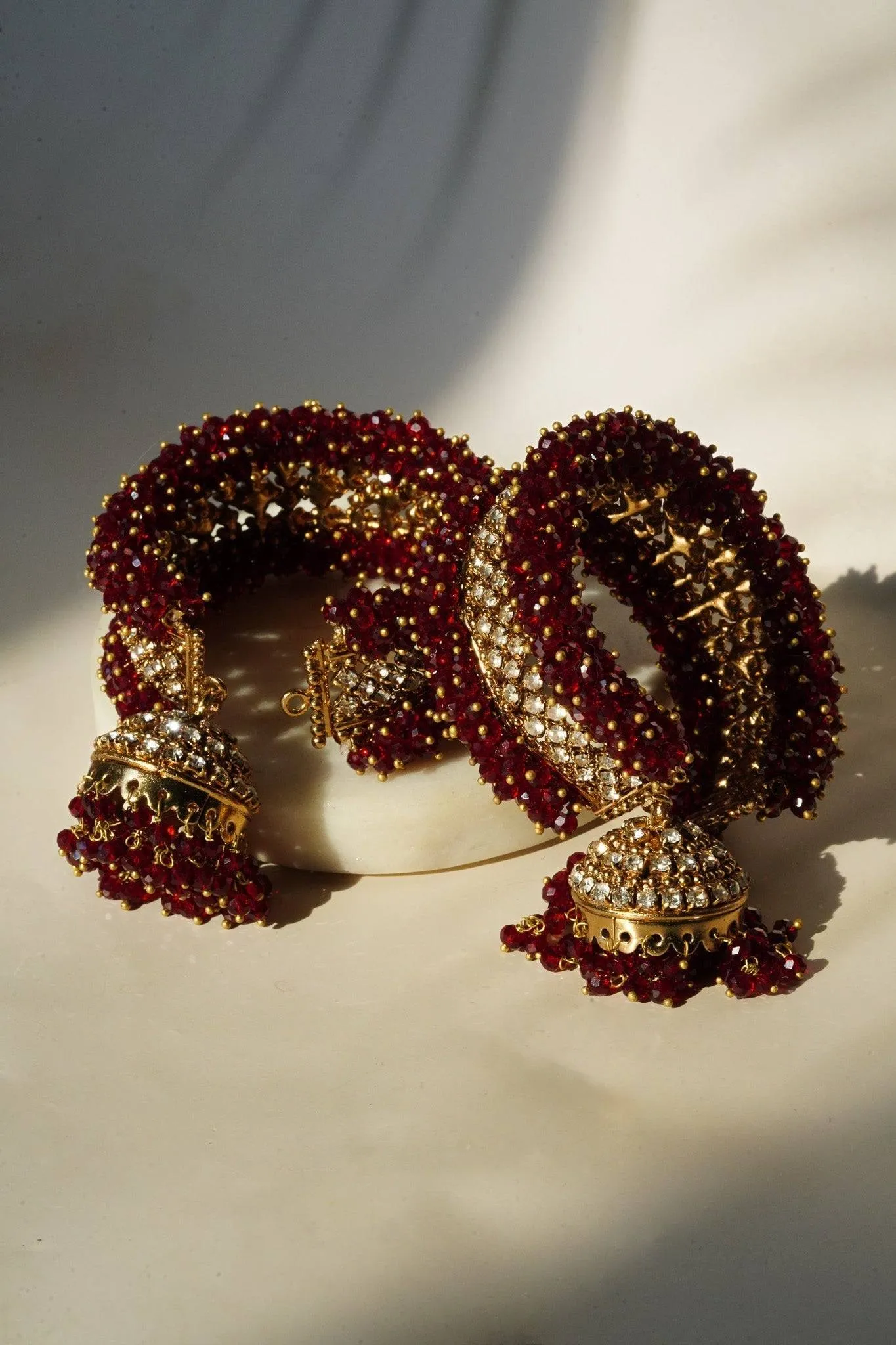 Aliya - Pair of Beaded Jhumka Bangles (Set of 2)