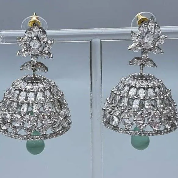 Amaya Silver AD Jhumka Earrings