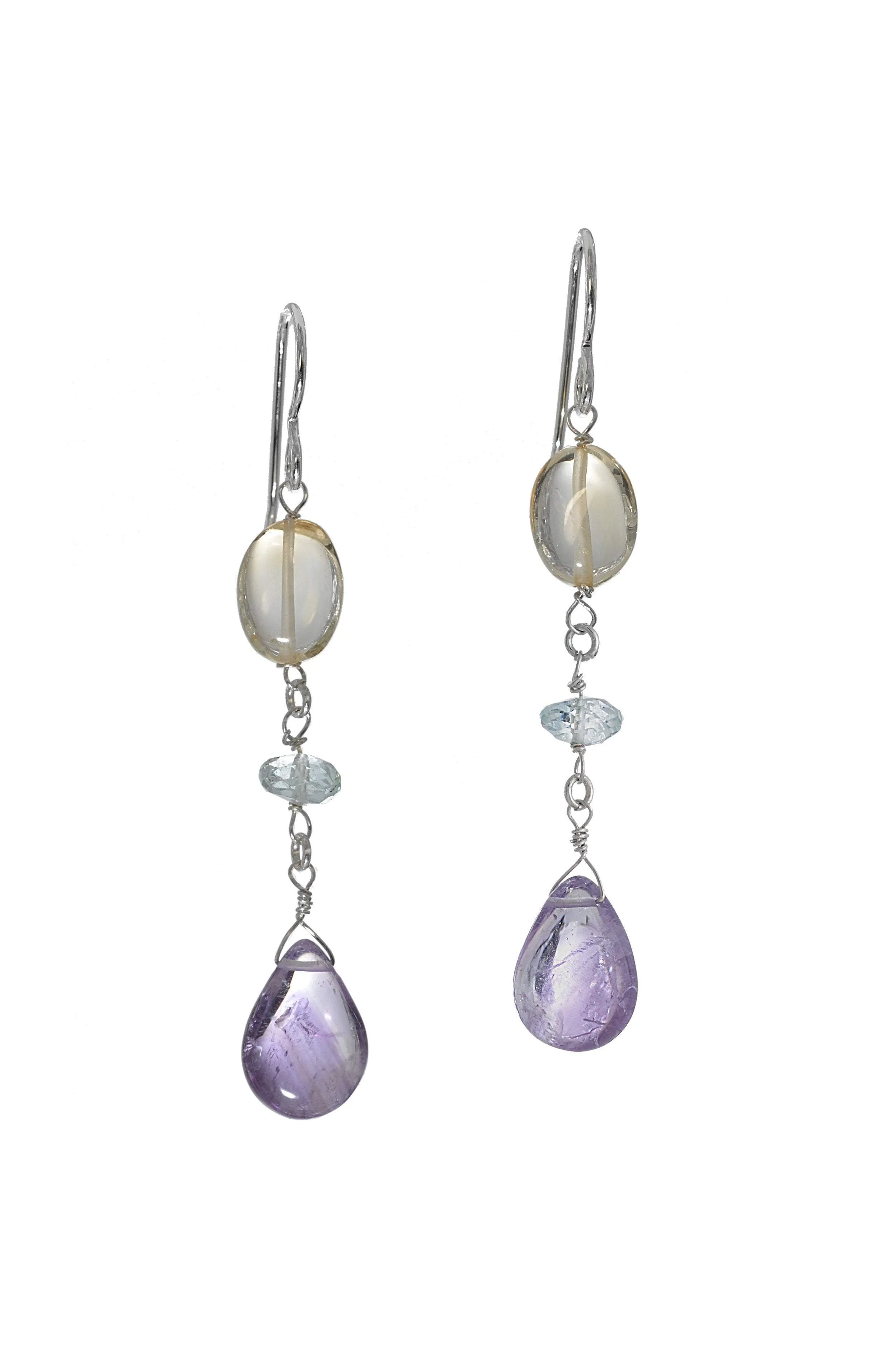 Amethyst, Citrine, Aquamarine Multicolor Pastel Earrings