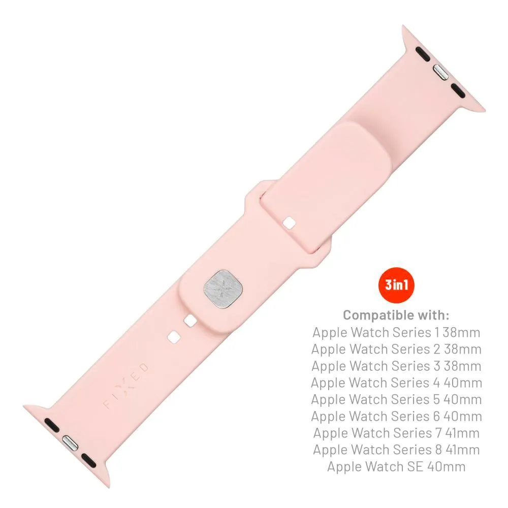 Apple Watch (38/40/SE/41/42mm) Fixed Sporty Silikone Rem Sæt - Lyserød