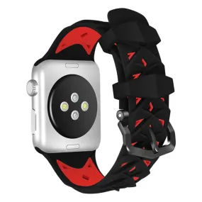 Apple Watch (41mm) dual color rhombus silicone watch strap - Black / Red