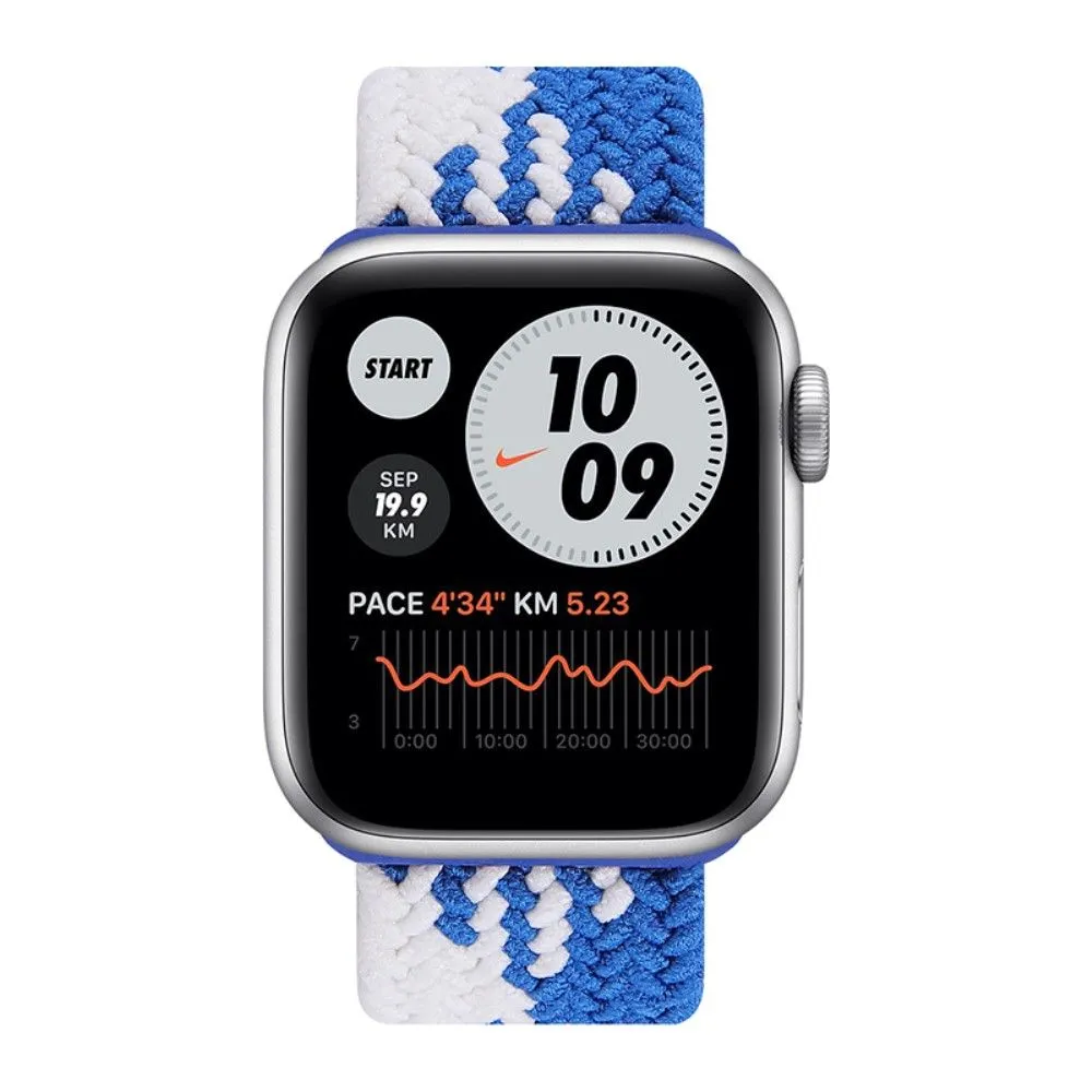 Apple Watch (41mm) elastic watch strap - Blue / White Splicing / Size: L