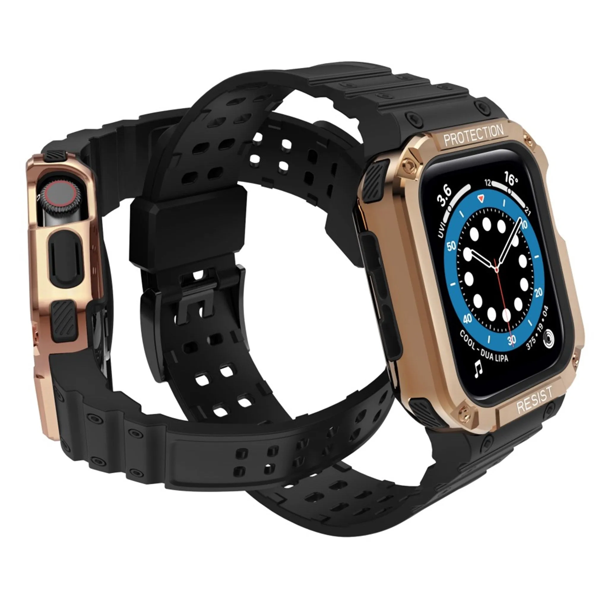 Apple Watch (41mm) unique TPU watch strap - Black / Rose Gold