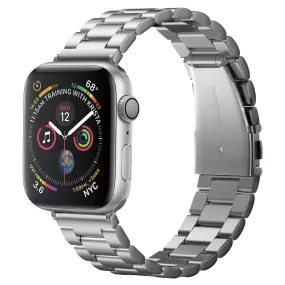 Apple Watch (42/44/SE/45/46/49mm) Spigen Modern Fit Band - Rustfri Stål Rem inkl. Stifter - Sølv